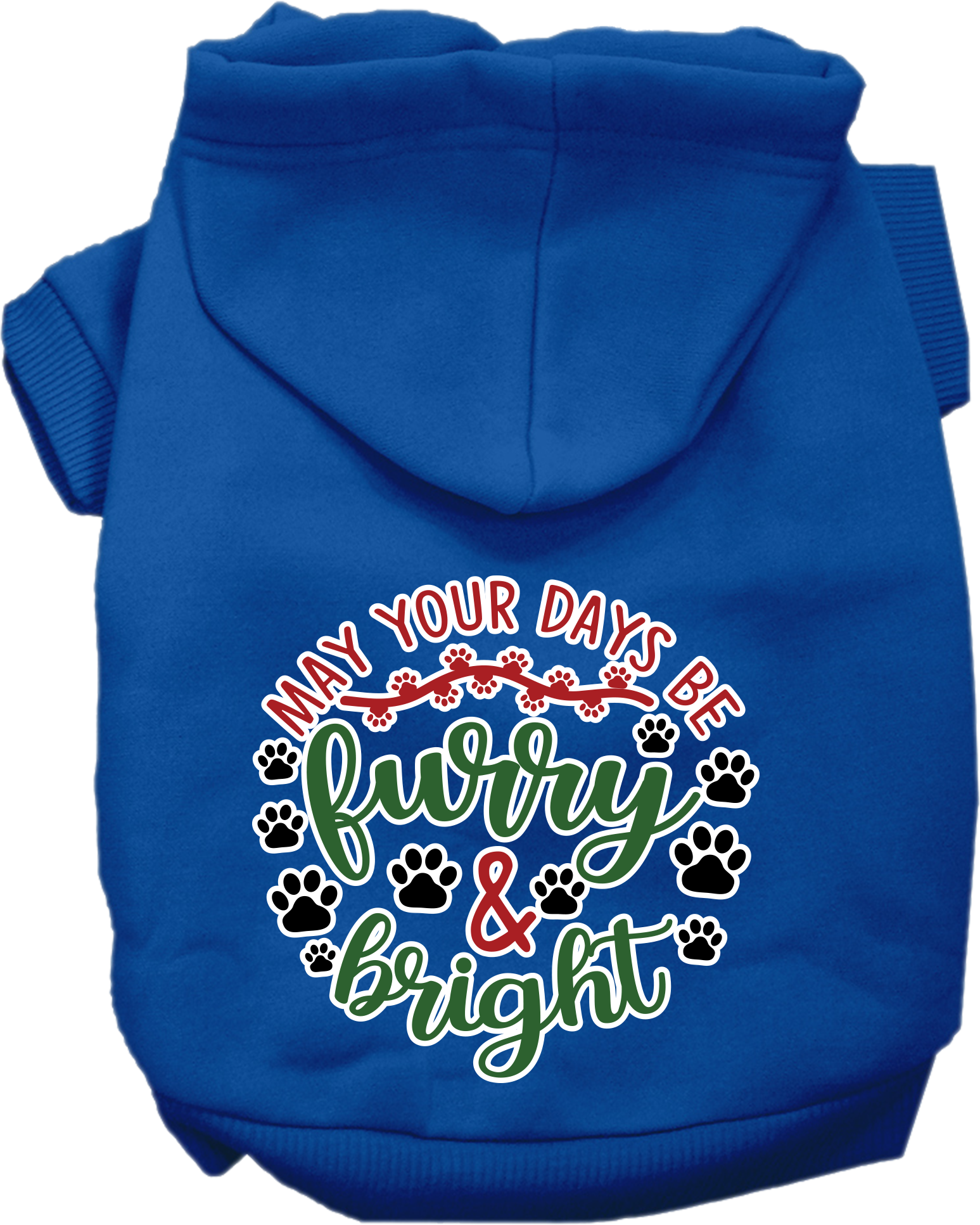 Furry and Bright Screen Print Dog Hoodie Blue Size 4X